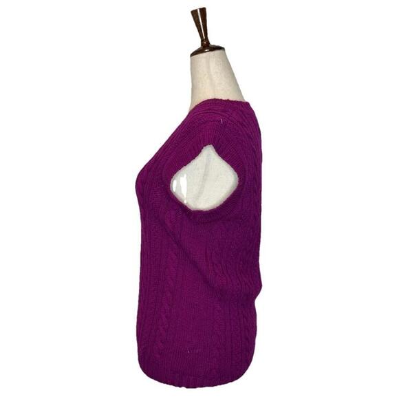 Vtg Deans Of Scotland Womens Size 38 Pure Wool Cable Knit V Neck Sweater Purple - Picture 2 of 6